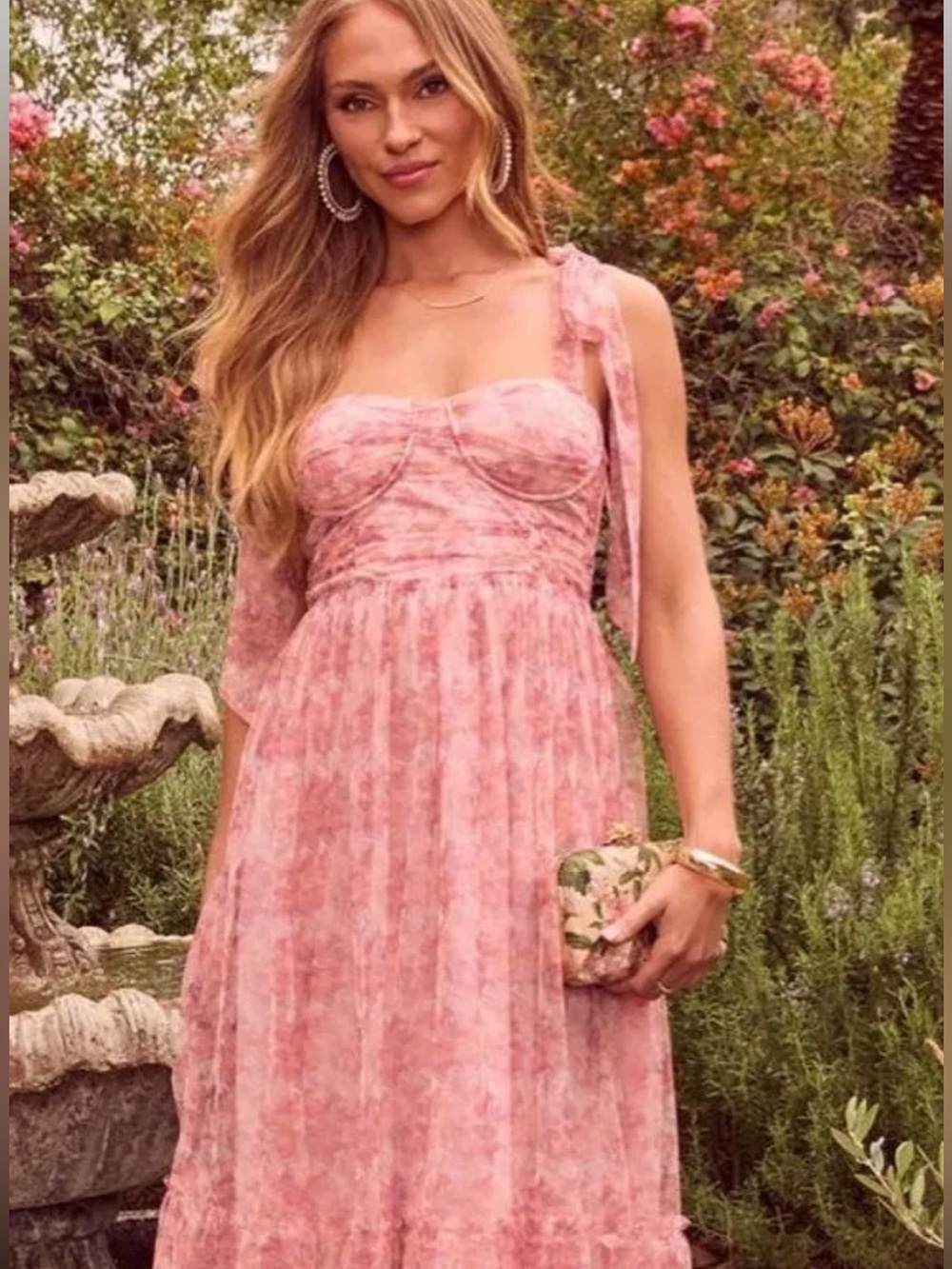 Vici Pink Floral One-Shoulder Maxi Dress